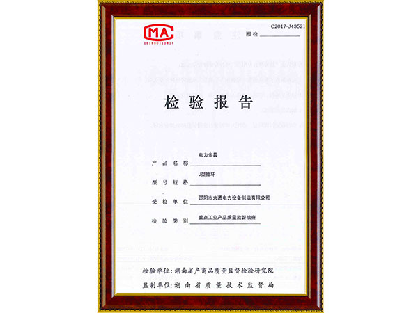 U型掛環(huán)檢驗(yàn)報告